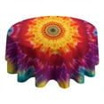 thumbnail image 4 of Colorful Tie Dye Mandala Pattern Round Tablecloth 60"x60",Wrinkle Wipeable Table Cloth for Kitchen Dining Room Picnic Patio Party, 4 of 6