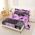 thumbnail image 2 of Castle Fairy Vintage Gothic Patchwork King Sheets 4pcs,Floral Skull Raven Heart Skeleton Bedding,Purple Black,1 Fitted Sheet,1 Flat Sheet and 2 Pillowcases, 2 of 6
