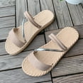 thumbnail image 5 of JeashCHAT Slip On Slide Sandals for Women Women's Breathable Non-slip Casual Sandals Ladies Footwear Flat Beach Shoes (Khaki), 5 of 8