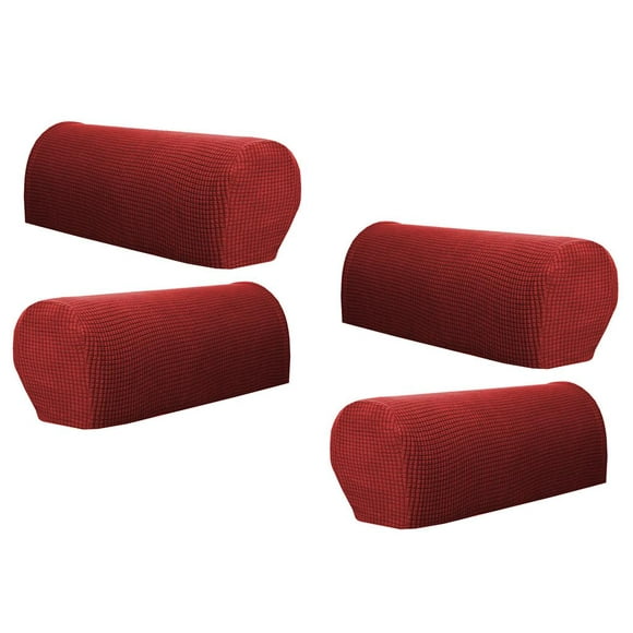 2Pair Stretchy Fabric Flannel Armchairs Recliners Sofa Armrest Covers Red Red