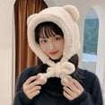 thumbnail image 2 of Generic Novelty Bear Earflap Hat For Women Women Winter Warm Windproof Hat Ski Riding Warmer Cute Cartoon Bear Ear Draw String Hat Adjustable Cap For Women Girl Unisex Pom Knit Winter Hat, 2 of 4