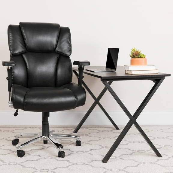 Emma   Oliver 24/7 400 lb. High Back Black LeatherSoft Ergonomic Office Chair, Lumbar Knob
