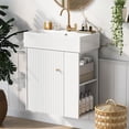 thumbnail image 2 of 21.6" Modern Floating Bathroom Vanity with Ceramic Basin, Right Side Storage Soft-Close Doors for Small Room, White, 2 of 8