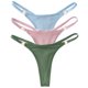 thumbnail image 3 of Tanga Sexy de algodón para mujer, bragas de cintura baja, ropa interior lisa a rayas, lencería íntima cómoda, 3 piezas, 3 of 5