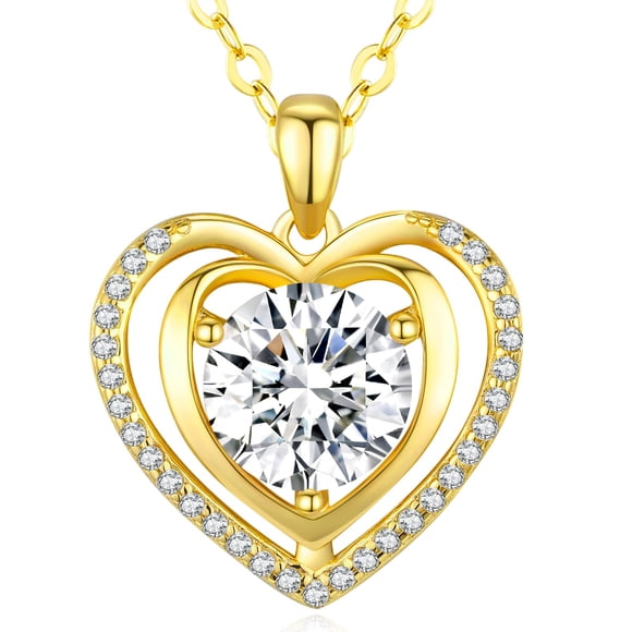 Collar con colgante de corazón de moissanita en oro para mujer Hoaritik