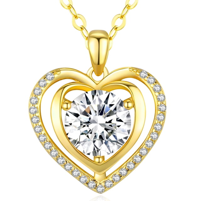 Collar con colgante de corazón de moissanita en oro para mujer Hoaritik