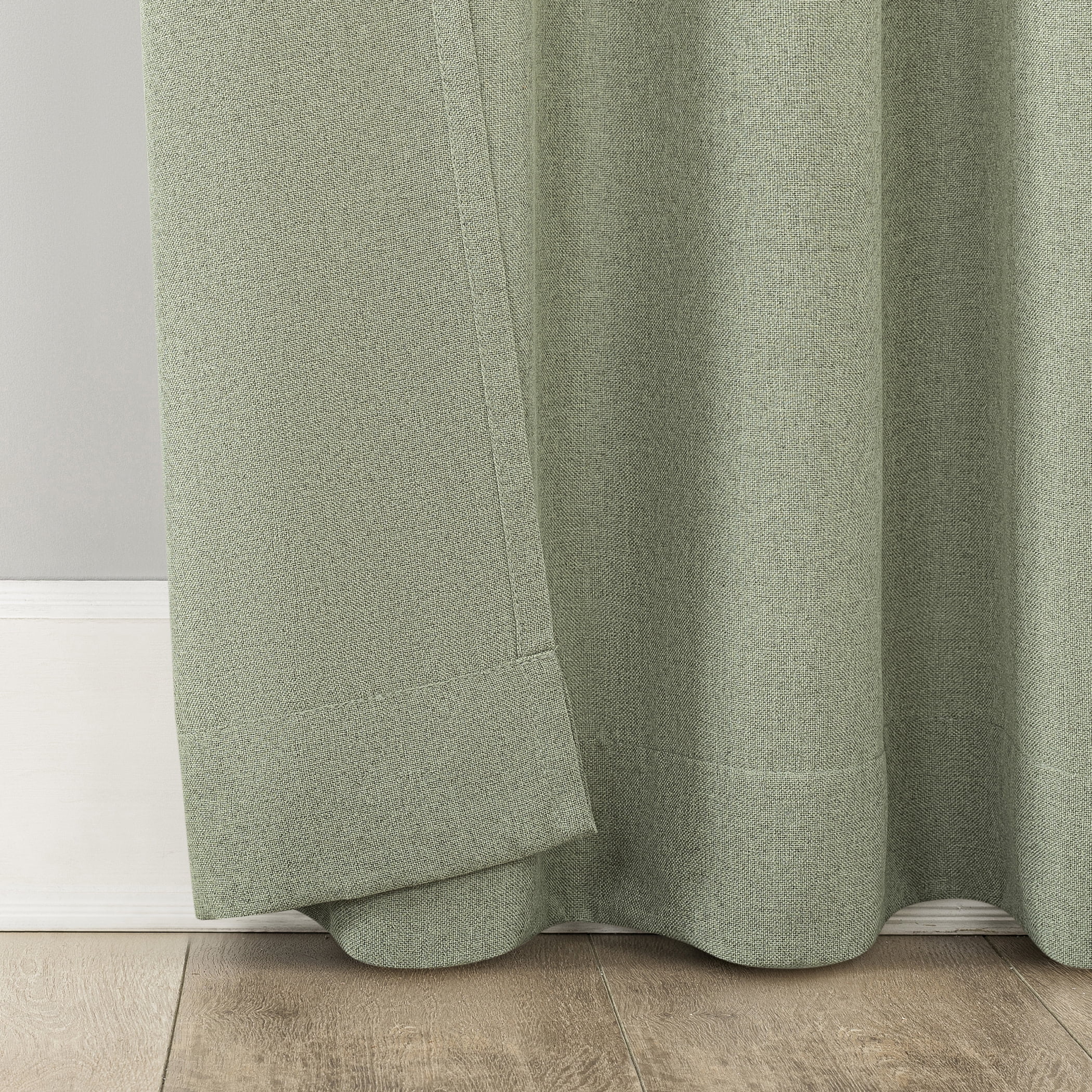 No. 918 Hathaway Twist Tab Semi-Sheer Tab Top Curtain Panel, 40"x63", Sage Green