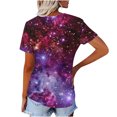 thumbnail image 5 of Fesfesfes Womens Shirts Women's Fashion Casual Print Astral V-neck Short Sleeve T-shirt Yoga Top XL(US:10), 5 of 5