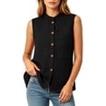thumbnail image 5 of Ashirexll Summer Tops for Women Summer Stand Collar Sleeveless Casual Shirt with Pockets Top for Spring, 5 of 7