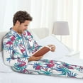 thumbnail image 4 of Mens Pajamas Set, Flamingo Palm Leaves_C Button Down Long Sleeve Loungewear Sleepwear Pjs sets for Men, 4 of 5