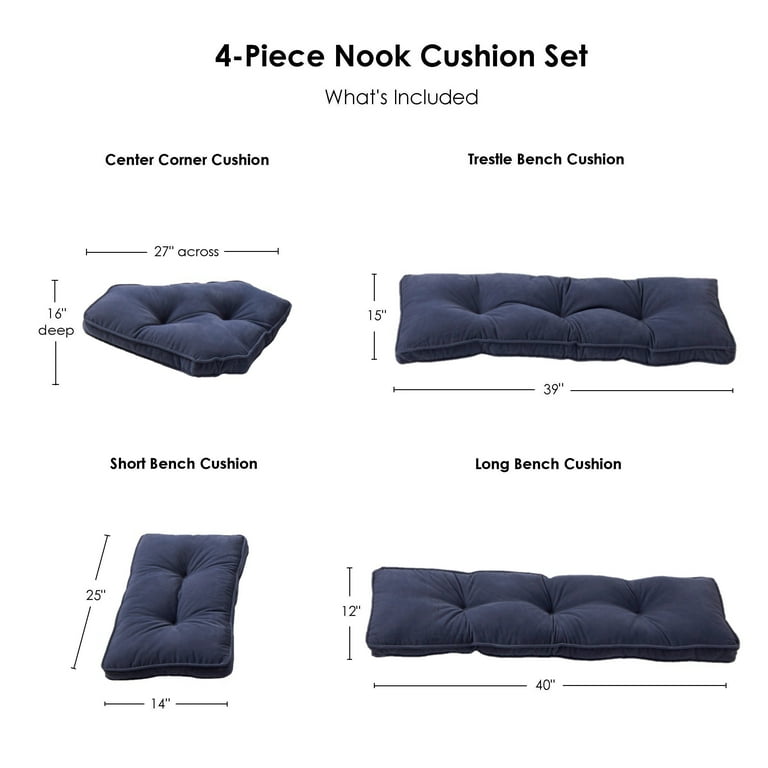 Hyatt 4-Piece Microfiber Corner Breakfast Nook Cushion Set with