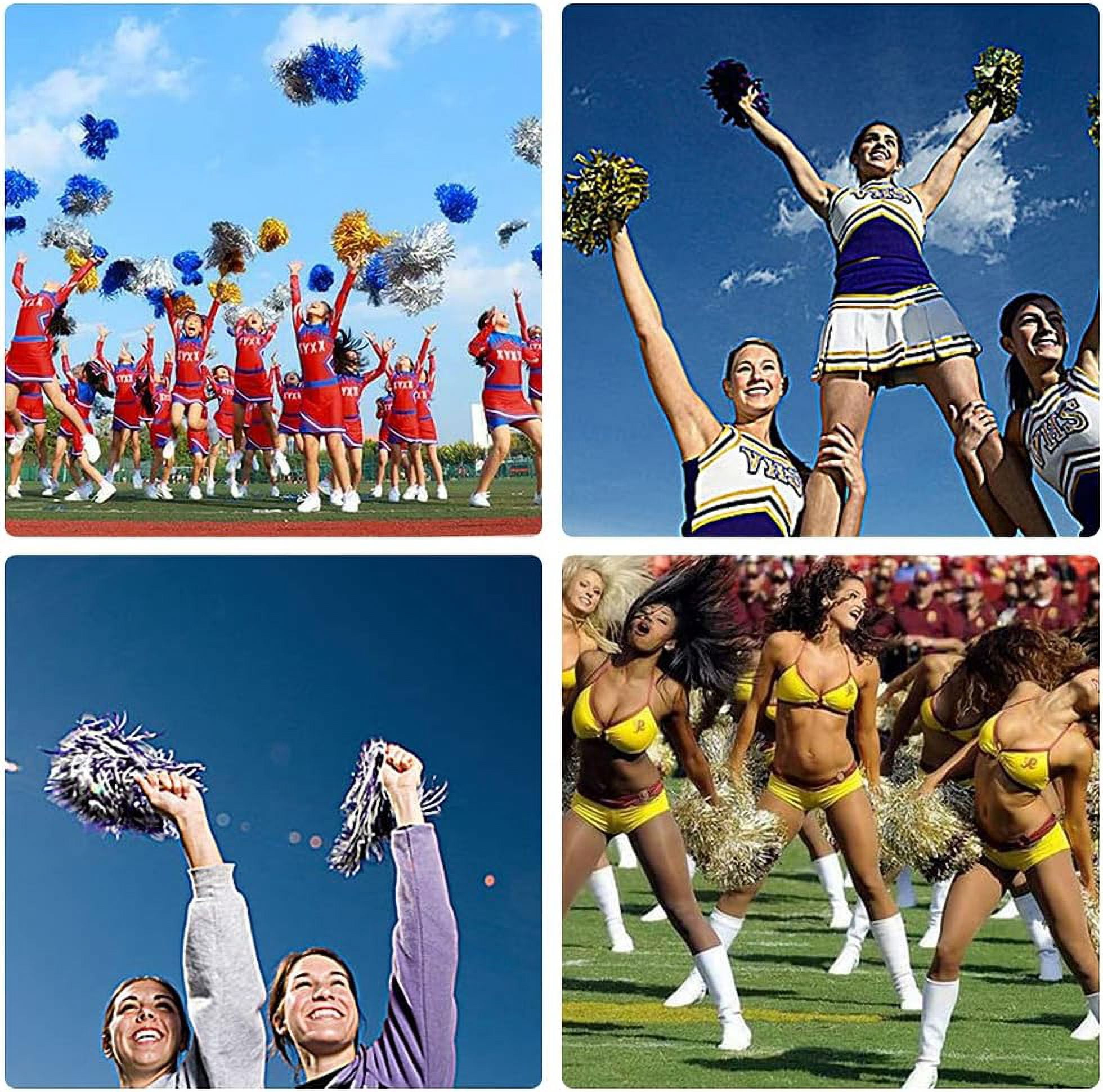 LINLIN 12 PCS Cheerleading Pom Poms, Metallic Cheerleading Pom Poms for Kids School Sports Games Team Spirit Cheering