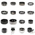 thumbnail image 2 of Pulsera gótica Punk de calavera para hombre y mujer, brazalete ancho de cuero Pu con remaches, cadenas de tachuelas de Metal, joyería, 2023, 2 of 5