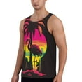 thumbnail image 2 of Lsque Flamingo And Palm Trees At Sunset Pattern Mens Tank Tops Muscle Athletic Quick Dry Sleeveless Workout Fitness T Shirts Beach Tank Top, Loose-fit Sleeveless Shirt for Men-X-Large, 2 of 7
