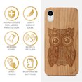 thumbnail image 4 of Case Yard Wooden Case Outside Soft TPU Silicone, Slim Fit Shockproof Wood Protective Phone Cover for Girls Boys Men and Women, Supports Wireless Charging Great Owl Design case for iPhone-XR, 4 of 7
