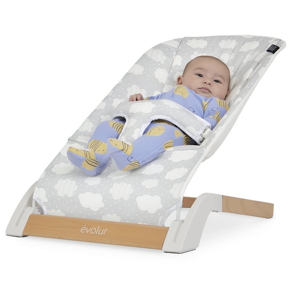 Evolur Koko Portable Infant Bouncer in Light Gray Breathable Fabric
