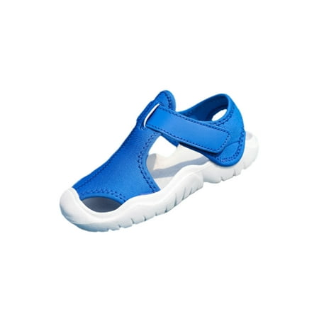 

Fangasis Child Casual Shoe Comfort Sandals Beach Summer Sandal Unisex Shoes Seaside Anti Collision Magic Tape Flats Dark Blue 8C