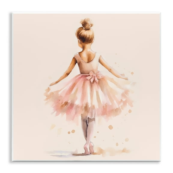 Stupell Industries Stepping Ballerina in Tutu People Painting Unframed Art Print Wall Art, 12 x 12