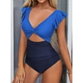 thumbnail image 2 of Charmo Ruffled One Piece Swimsuit for Women High Cut Bathing Suits Backless Monokini Swimwear, 2 of 6