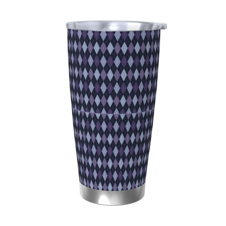 

Goofa Purple and Blue Squares for 20 oz Skinny Tumbler Stainless Steel Coffee Mug Slim Vacuum Insulated Travel Cup Car Cup-Without Straw