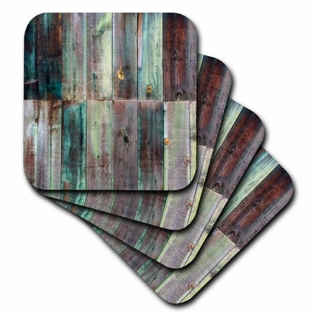 

3dRose Photograph Of Turquoise and Brown Distressed Wood Soft Coasters set of 4