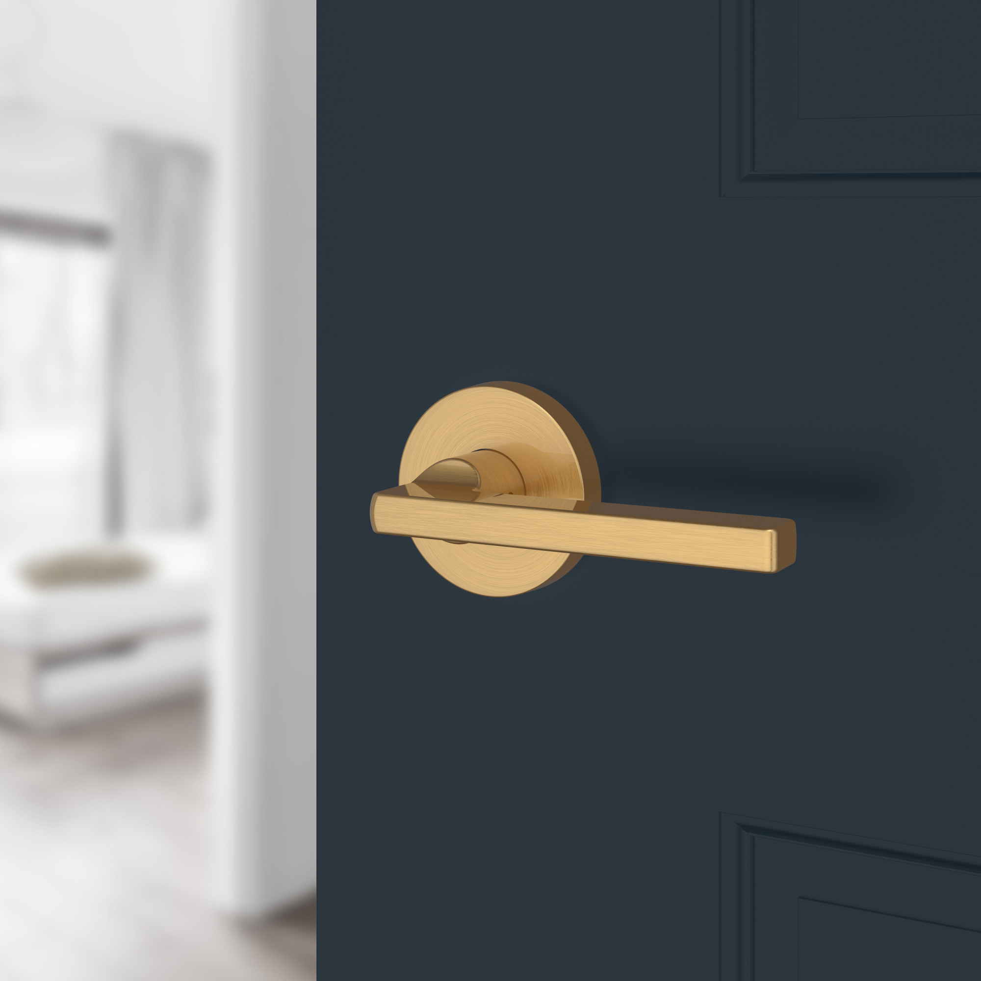 Baldwin Square Privacy Door Lever with Contemporary Round Rose - image 5 of 7