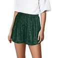 thumbnail image 2 of Loopsun Womens Summer Fashion Solid High Waist Sequin Loose Casual Daily Wear Shorts Army Green, XXL, 2 of 4