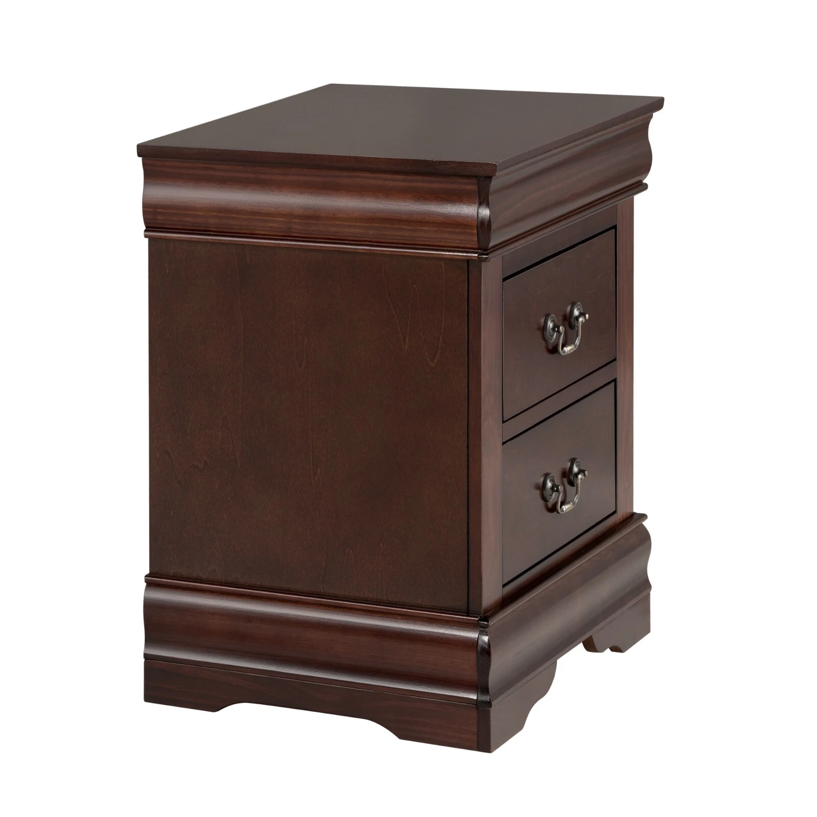 Fully Assembled Nightstand with 2 Drawers Solid Wood End Table Traditional Style Bedroom Funiture 1PC