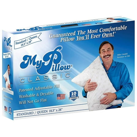 MyPillow Classic Series Foam Queen Size Bed Deep Sleep Pillow, White Medium Fill