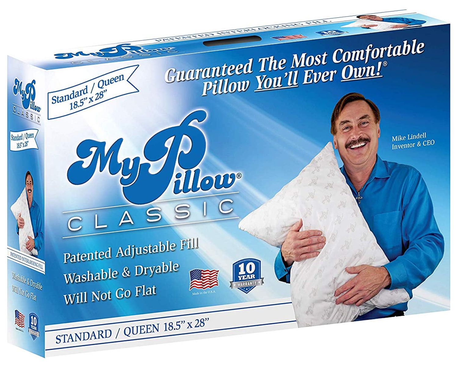MyPillow Classic Series Foam Queen Size Bed Deep Sleep Pillow, White Medium Fill