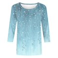 thumbnail image 4 of Women's Summer T Shirts Plus Size Floral 3/4 Sleeve Tops Casual Crewneck Tunic Blouse Pullover Tees, 4 of 5