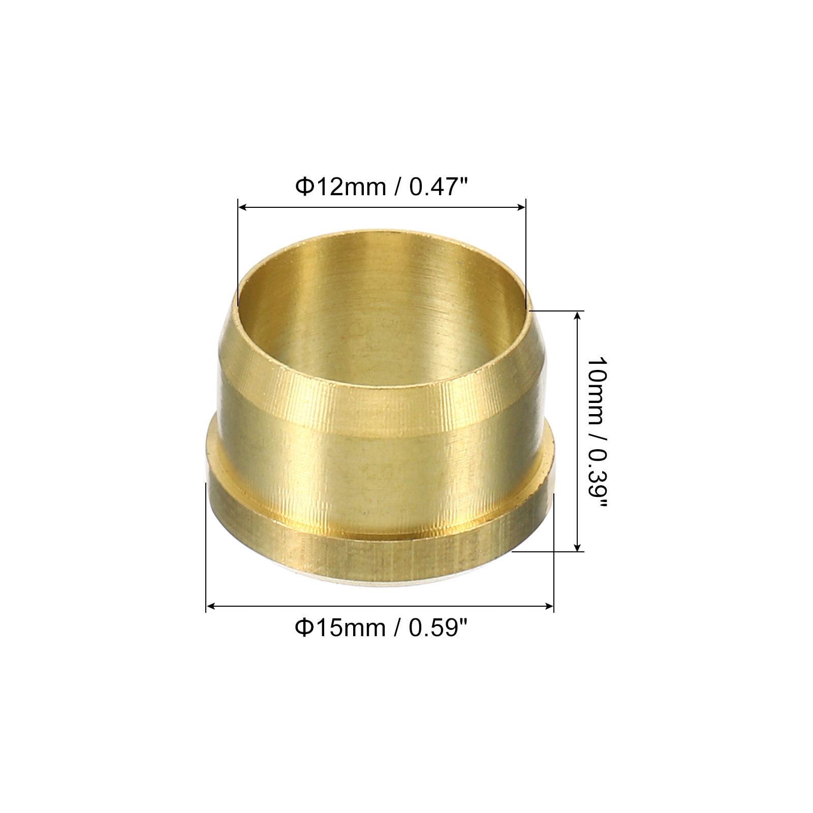 Uxcell 12mm Tube OD Brass Compression Sleeves Ferrules 10 Pack Brass  Compression Fitting Assortment Kit 