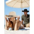 thumbnail image 6 of Gustave Straw Cowboy Hat for Women Men Wide Brim Western Cowgirl Hat Summer Beach Sun Hat with Windproof Chin Strap - Khaki, 6 of 7