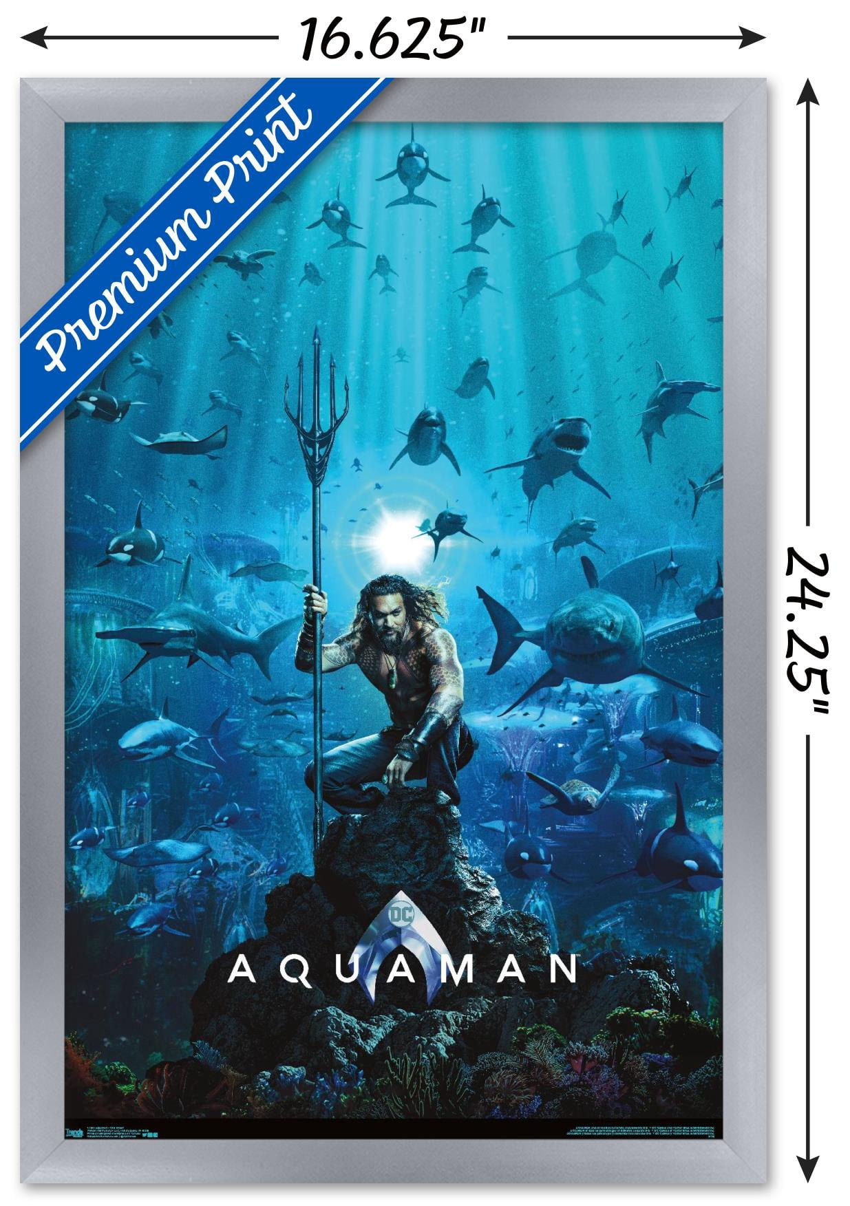 DC Comics Movie - Aquaman - One Sheet Wall Poster, 14.725" x 22.375", Framed