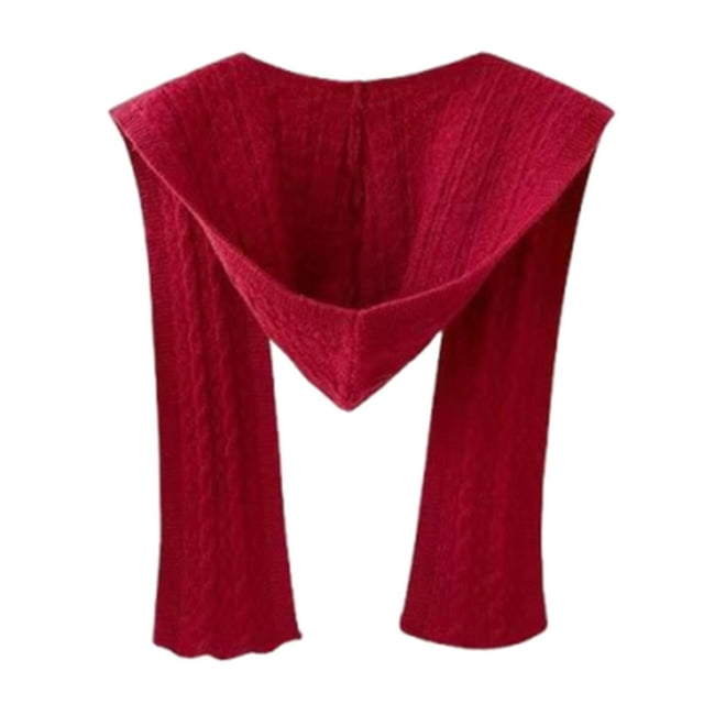 Bufanda con capucha, chal cálido para acampar, citas, esquí, invierno y otoño. rojo