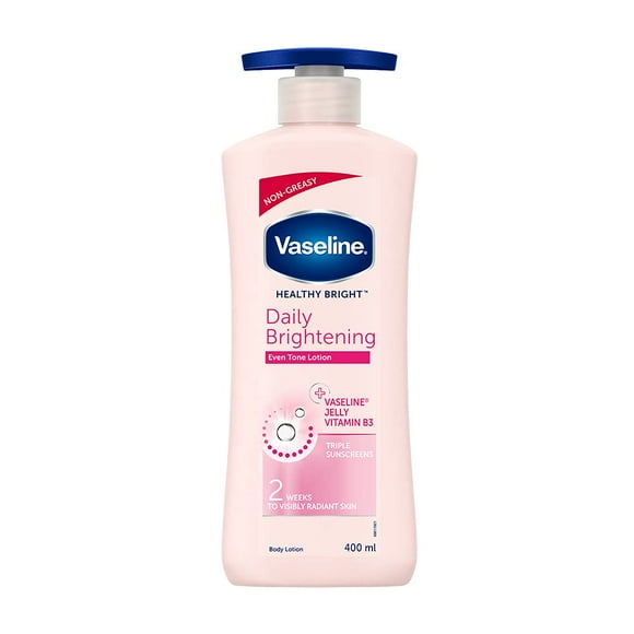 Vaseline Healthy Bright Body Lotion 400ml, Daily Brightening Body Moisturizer with Sunscreen for Dry Skin, Lotion for Non-Greasy Glowing Skin