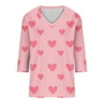 thumbnail image 5 of fartey Plus Size 3/4 Sleeve Blouses for Women 2025 Valentine's Day Tops Romantic Heart Printing T Shirts Lounge Fun V Neck Fashion Blouse Tees for Girls, S-5XL, 5 of 5