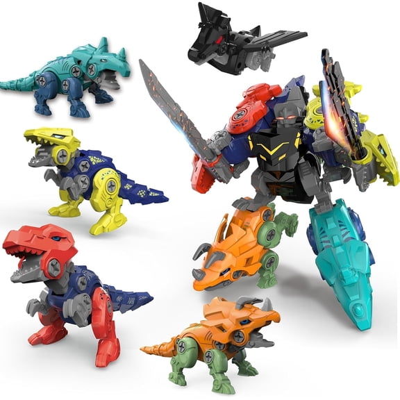 Dinosaur Toy for Kids, 5 in 1 Dinosaur Transform Robot Toys for Boys 3 4 5 6 7 8 Years Old for Birthday, Christmas Gifts