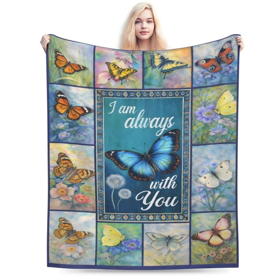 Butterfly Blanket Gift Throw Blanket Colorful Butterfly Pattern Blanket Cozy Soft Home Decor Inspirational Gift for Butterfly Lovers Women Girls 50x40