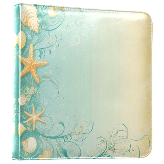 Photo Album Leather Photo Album 11.8x11.2x1.5 Inch Bookshelf Photo Album Scrapbooking Refills Scrapbook Photo Album Starfish and Shells