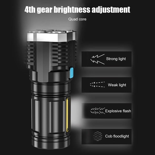 Lámpara 4 LED + COB Cuentas Linterna fuerte Pantalla de alimentación de carga USB Antorcha portátil Ndcxsfigh Nuevos Originales