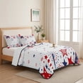 thumbnail image 5 of Full Quilt Set 78''x90'', Red Blue Star 4th of July Lightweight Bedspread Coverlet Set with 2 Pillow Shams, Independence Day Fireworks Breathable All Season Quilt Bedding for Bedroom/Guest Room, 5 of 9
