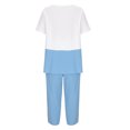 thumbnail image 5 of Womens Loungewear Two Piece Casual Linen Short Sleeve Tops with Two Pockets Cropped Wide Leg Pants Pajamas Sets, 5 of 7