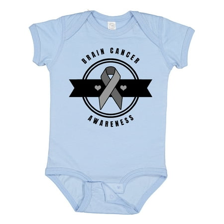 

Inktastic Brain Cancer Awareness with Grey Ribbon and Hearts Gift Baby Boy or Baby Girl Bodysuit