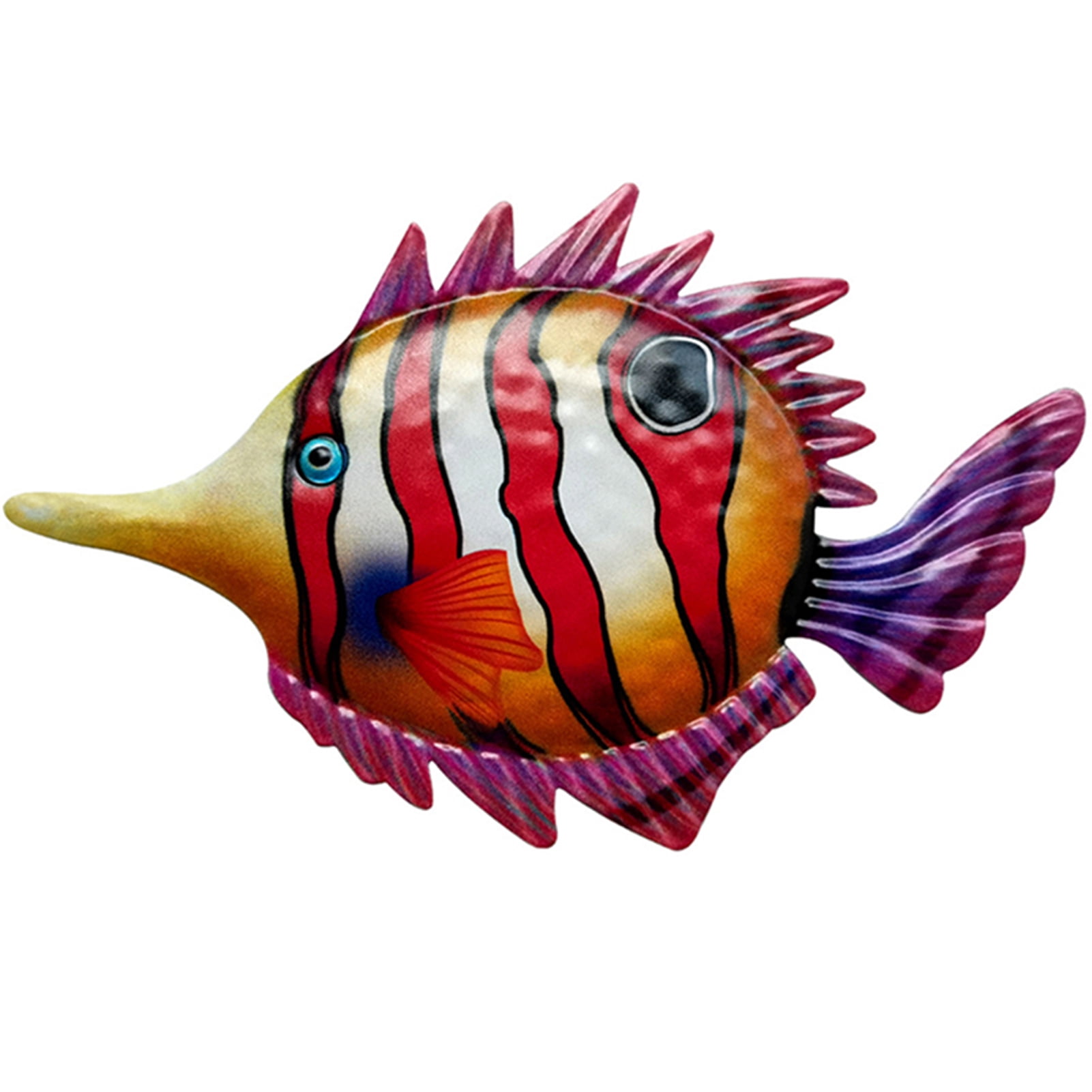 LIFFY Metal Fish Wall Art Bathroom Glass Nautical Decor Outdoor Tropical Clownfish Hanging Decorations for Pool or Patio 