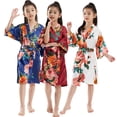 thumbnail image 7 of KYAIGUO Girls Silky Robes Pajamas for Kids Baby，Little Big Boys Silk Satin Night-Robe Print Summer Pj Youth Floral Printing Bathrobe Sleepwear Clothes ,Size 2-14T, 7 of 7