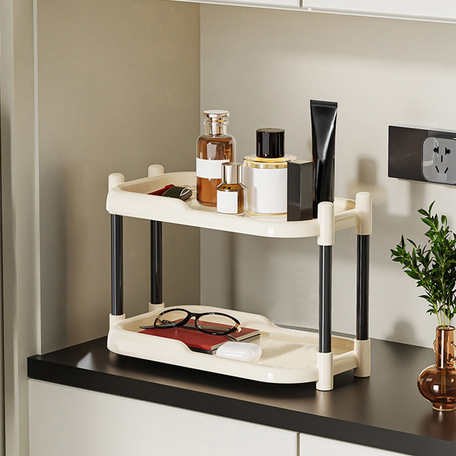 TNDBKQWR 2-Tiered Shelf for Bathroom Countertop Organizers, Kitchen Shelves Countertop Desk Organizer, Office Desk Shelf Small Countertop Shelf