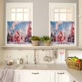 thumbnail image 4 of Christmas Kitchen Curtains and Valances Set, Pink House Candy Cane Snow Christmas Tree Bells Rod Pocket Window Valance Window Curtain Panels for Living Room Bedroom Laundry, 27.5x36in, 3 Pieces, 4 of 7
