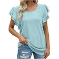thumbnail image 3 of Fesfesfes Athletic Tops for Women Fashion Womens Short Sleeve Summer Solid Color Casual Top Pullover T-shirt Raglan Shirt Women XS(US:2), 3 of 9