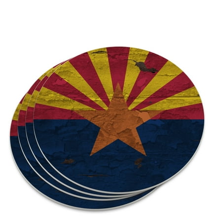 

Rustic Arizona State Flag Distressed USA Novelty Coaster Set
